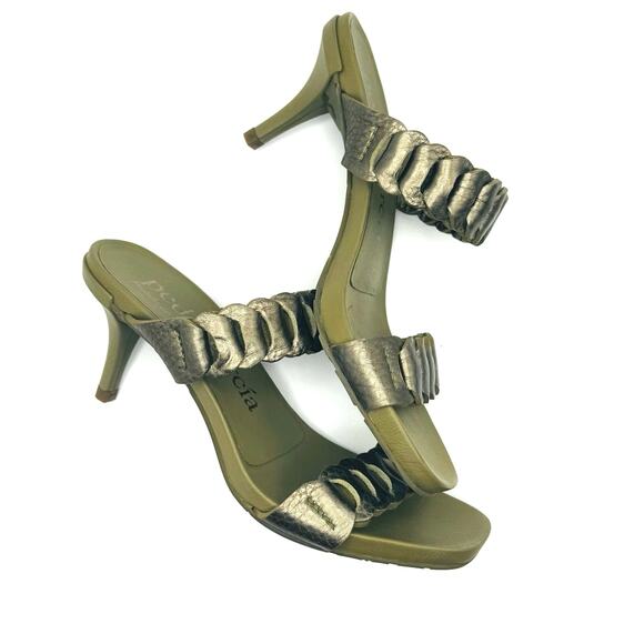 Pedro Garcia olive green kitten heel sandals with braided straps size 37 - Picture 2 of 10